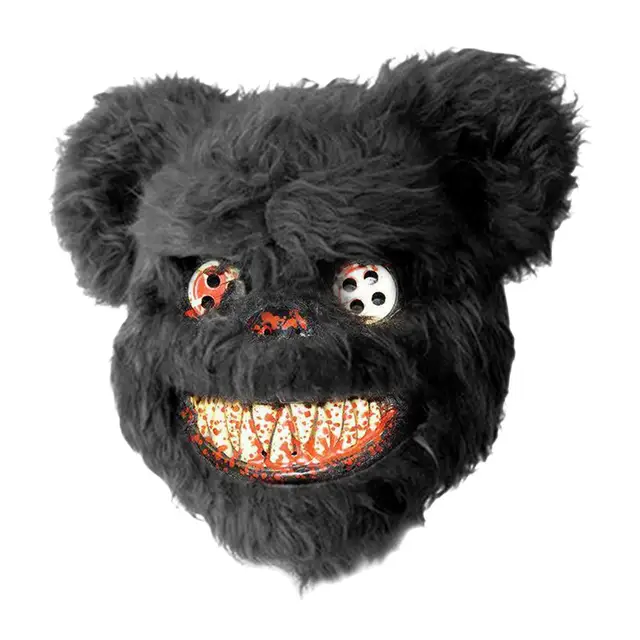 Bloody Teddy Bear Mask Scary Halloween Mask Bloody Killer Cosplay Horror Masquerade Scary Plush Mask Halloween Performance Props 1