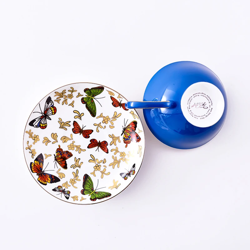 Najtaniej Zestaw filiżanek do kawy w stylu europejskim popołudniowa herbata filiżanka i spodek zestaw czarna herbata kubki motylkowe z porcelany kostnej