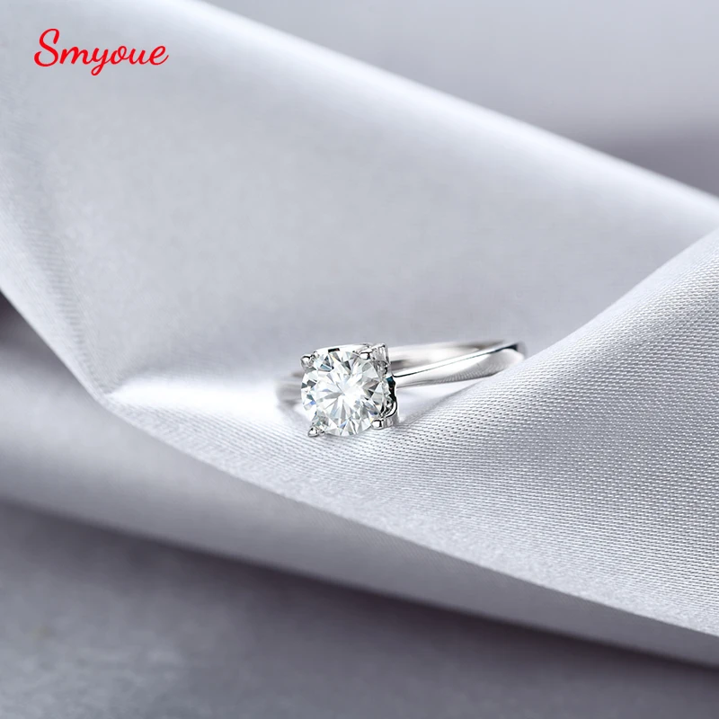 Smyoue S925 серебро 1 карат муассанит бриллиантовое кольцо для женщин и девушек