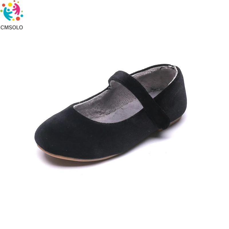 CMSOLO Girls Velvet Mary Jane Shoes Best Sell New Rubber Elegant Princess Dance Shoe Winter Warm Size 21-30 Quality | Детская одежда и
