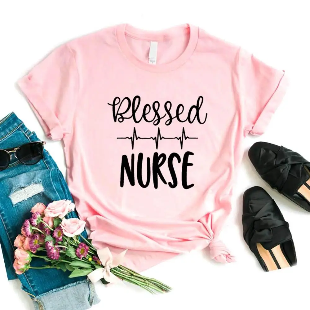 Женская футболка с принтом в виде сердца медсестры, хлопковая Повседневная забавная футболка, подарок для леди Йонг, топ, футболка, 6 цветов, A-1020