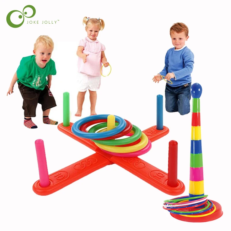 

Parent-child Throwing Ferrule Toy Rainbow Jenga Rings Toys Large Cross Five-ring Ferrule Toy Children Educational Toy LXX