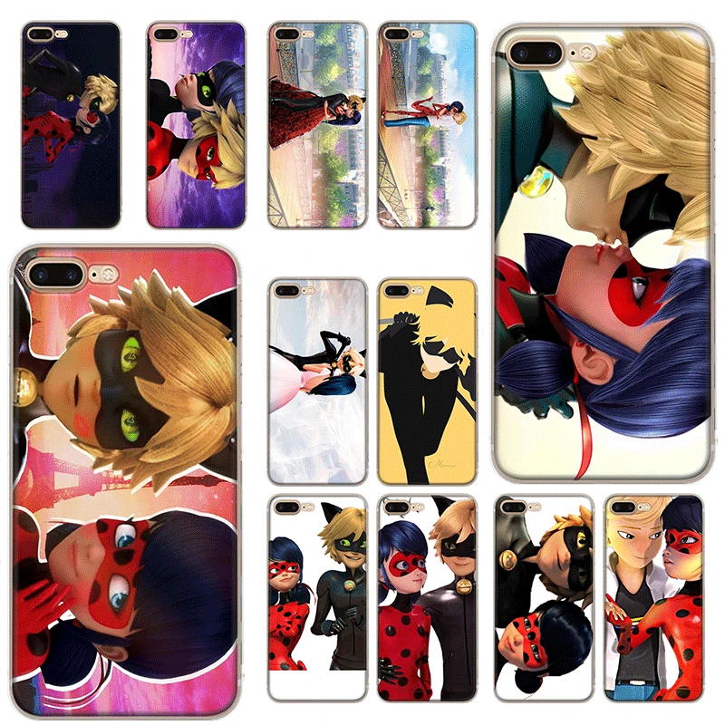 

Mobile Cell Phone Case TPU for iPhone 11 Pro XR X XS Max iPhone 7 8 6 6S Plus 5 5s SE Cover Ladybug cat cute Lover cartoon