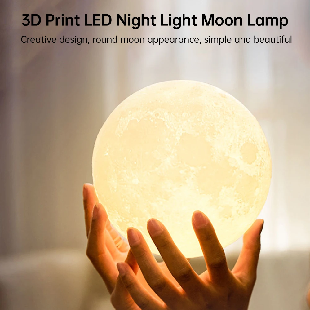 Tanie Lampka nocna LED lampa wydruk 3D księżyc 8CM/12CM zasilany z sklep