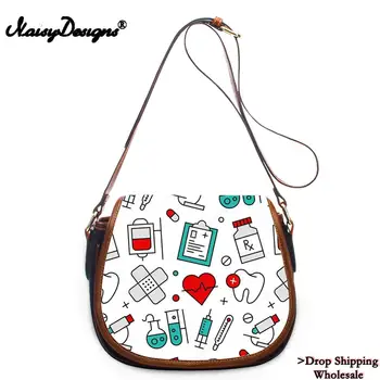 

Casual Women Messenger Bag Nurse Medical Doctor Heart Prints PU Small Shoulder Bag for Ladies Girls Handbags Free Dropshipping
