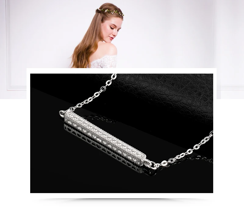 JewelryPalace Cubic Zirconia Bar Collar Necklace 925 Sterling Silver Necklace 18 Inches Cable Chain Jewelry Making Women Fashion