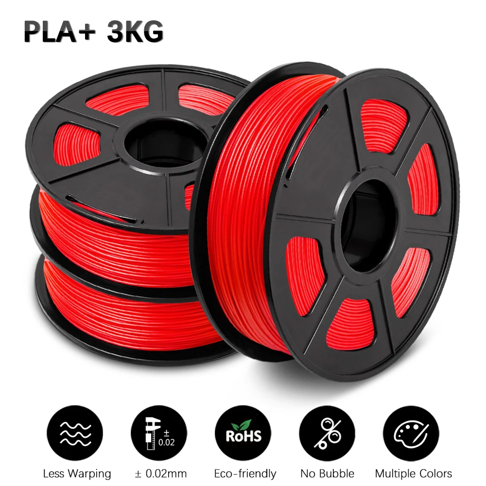 GOHIGH 3 Rolls PLA PLUS Filament 3D Printer Filament 1.75MM Pollution-free Material for 3D Printer 