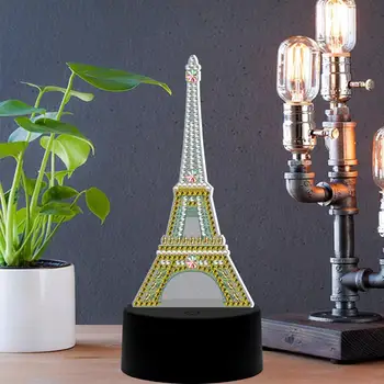 

Tower Pattern Table Diamond Painting Lamp 7 Colors Available Diamond Light Diamond Mosaic Embroidery Home Decoration