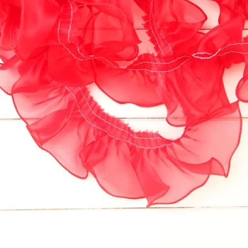 

30Yards Chiffon Lace Ruffle Trim Ribbon Fabric Wedding Bridal Dress Ornaments Sewing Supplies Craft Handmade DIY Craft Red Pink