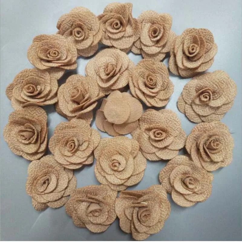 

New 200Pieces/Bag Brown Rose Handmade 3.5cm Fabric Rose Cotton Cloth Flowers Hand DIY Wedding Bouquet Flower Hair Accessories
