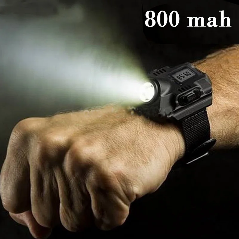 

Outdoor Flashlight Tactical Watches With High Power Rechargeable LED Flashlight Tactical lantern Wrist Watch Flashlight Torch