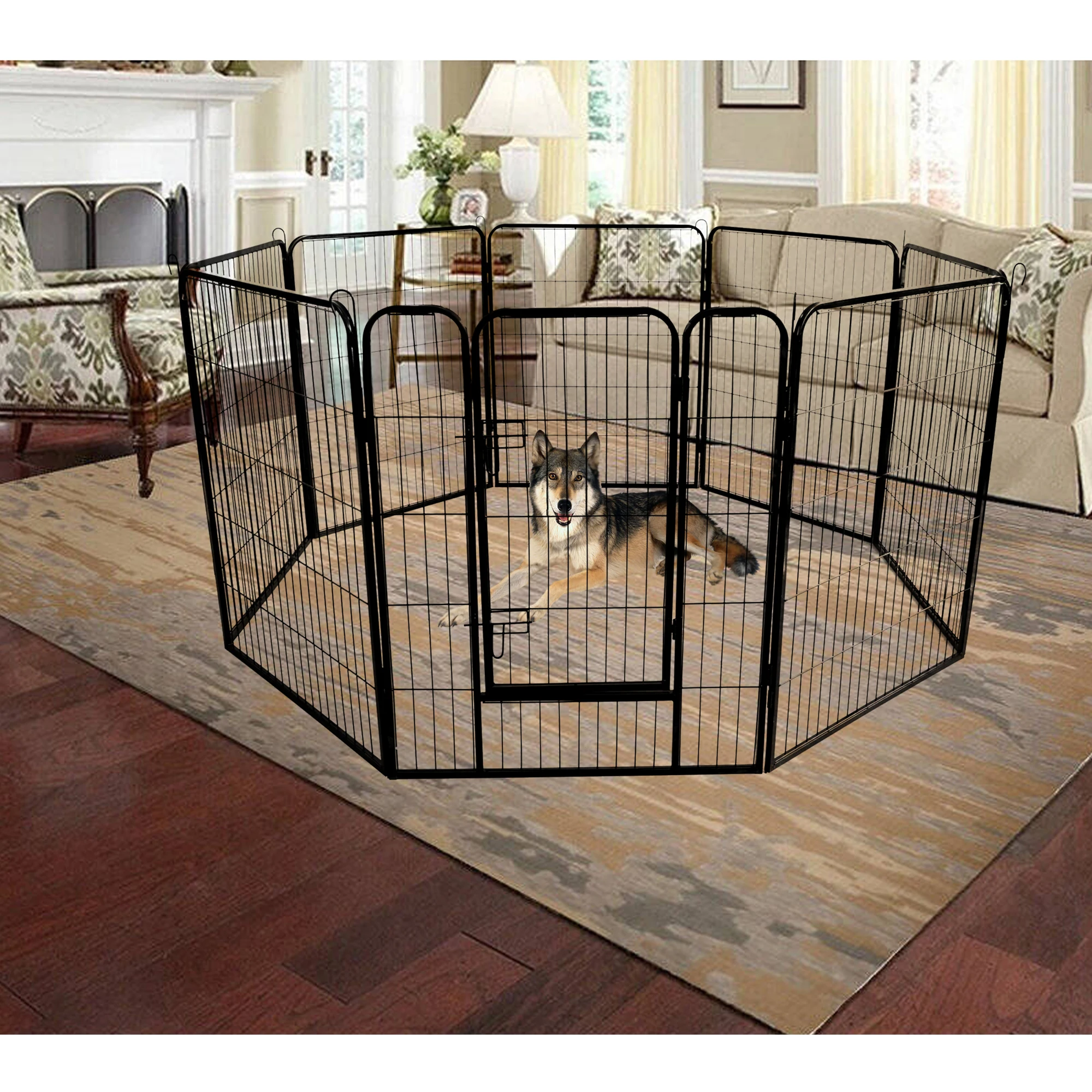 

Iron Pet Dog Playpen High Quality Wholesale Cheap Best Large Indoor Metal Puppy Dog Run Fence[US-Stock]