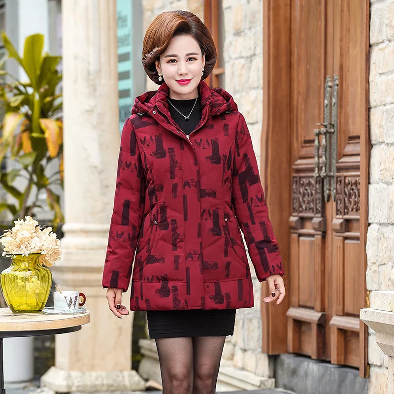 

19 Winter Fashion WOMEN'S Dress down Feather Cotton-padded Jacket New Style Middle-aged Warm Cotton Overcoat Mid-length Cotton C
