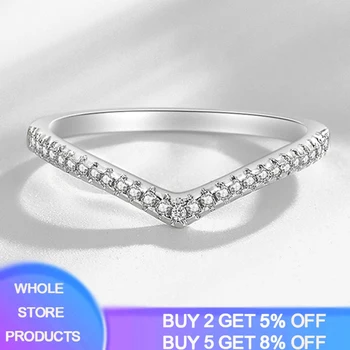 

YANHUI Simple Chevrons V Stacking Ring Women 925 Sterling Silver Jewelry Geometric Fashion Rings For Women Gift Aneis R229