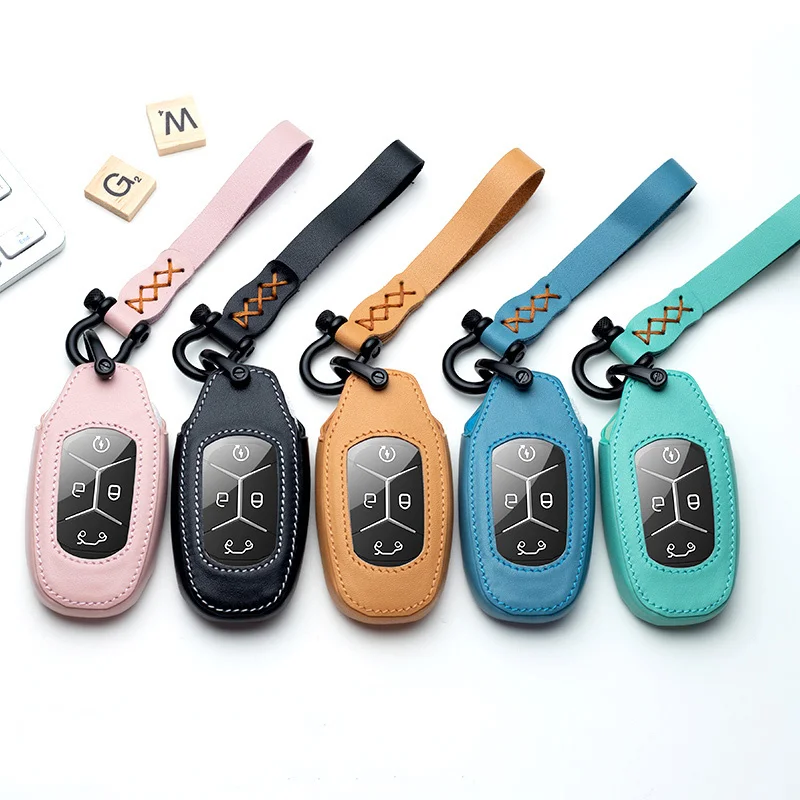 

Car Key Cover Case Leather Protection for Lynkco 01 02 03 For Geely 4 Buttons Car Accessories Car Keychain Key Covers Ring