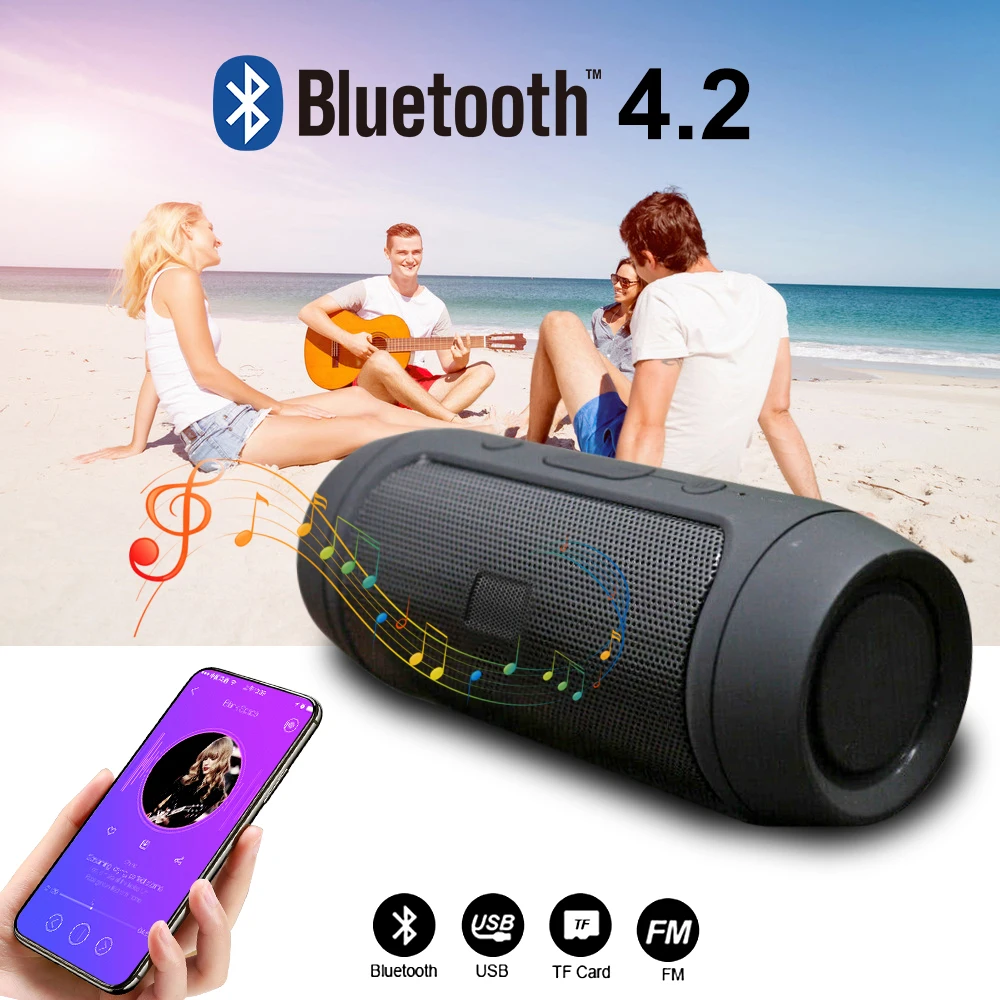 Portable Speaker Mini Bluetooth Music Bass Subwoofer Outdoor Wireless Loudspeaker Sound Bar FM Radio TF Card