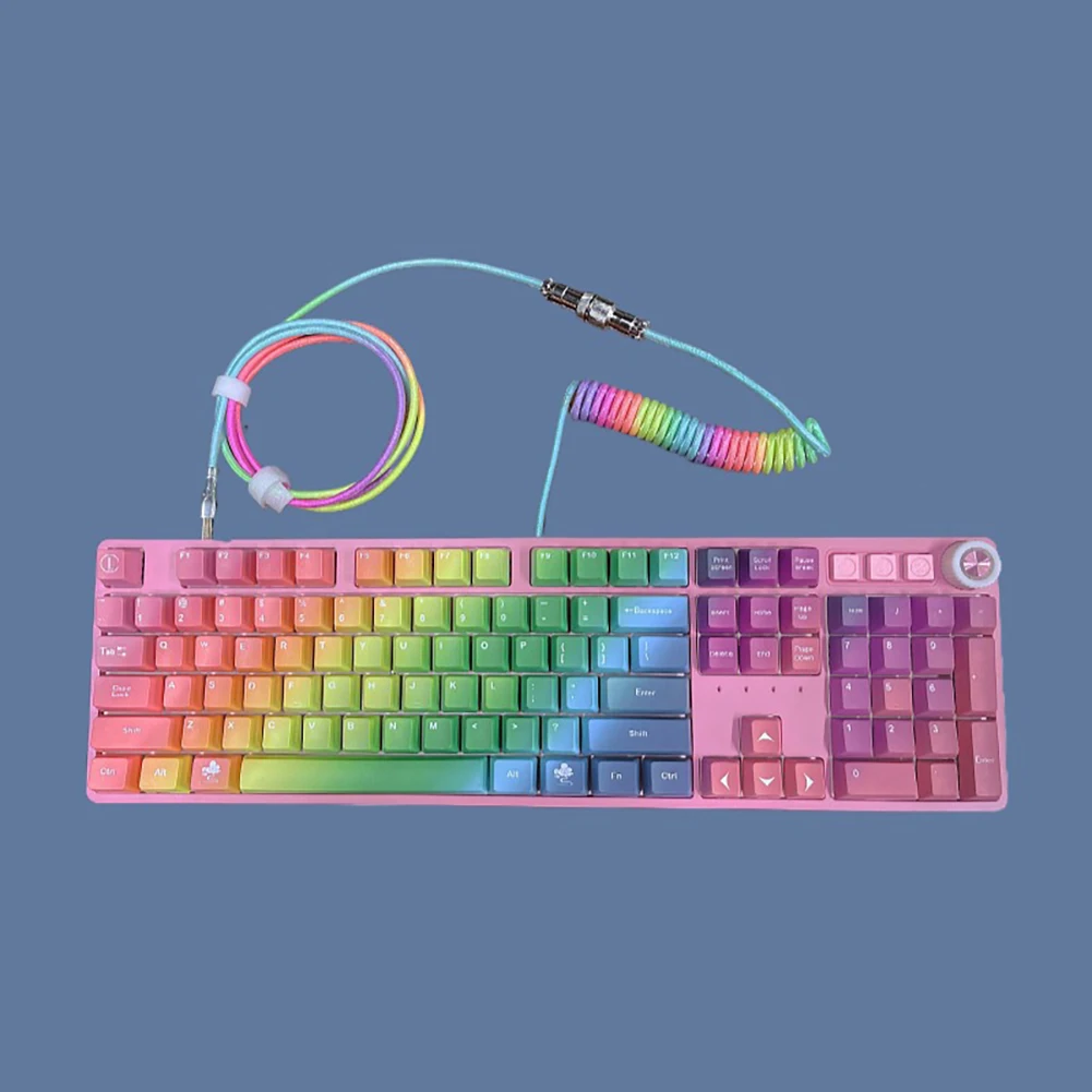 Computador Teclado Mecânico Tipo-c Cabo de Aviador Usb Teclado Aviador Conector Espiral Paracord Manga - Imagem 3