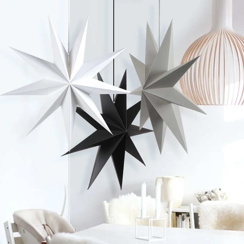60cm 24inch Paper Star Lanterns Christmas Ornaments White Black Grey Star Lantern Christmas Decorations For Home Craft 60cm 24inch Paper Star Lanterns Christmas Ornaments White Black Grey Star Lantern Christmas Decorations For Home Craft