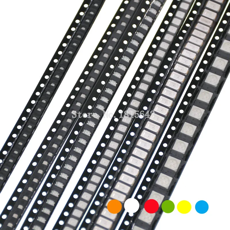 100 шт. 0402 0603 0805 1206 1210 5730 SMD светодиод красный желтый зеленый Белый Синий Оранжевый