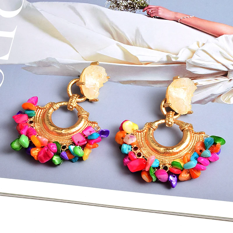 Dangle Earrings Drop Earrings Bohemian Vintage Handmade Hanging Colorful Rhinestone Metal Earrings For Women