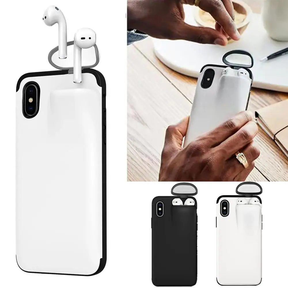 

Solid Color Silicone Phone Case For iphone X XS XR XS Max 11 11Pro 11Pro Max Candy Color Fashion Wireless Headset Storage Case