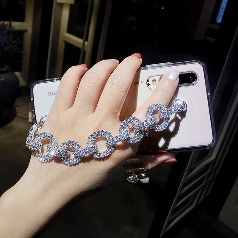 

Women Bling Rhinestone Diamond Bracelet Chain Case For Huawei P30 P20 P10 Plus Lite Honor 9i 10 V9 V10 V20 Mate 20 Pro Case Soft