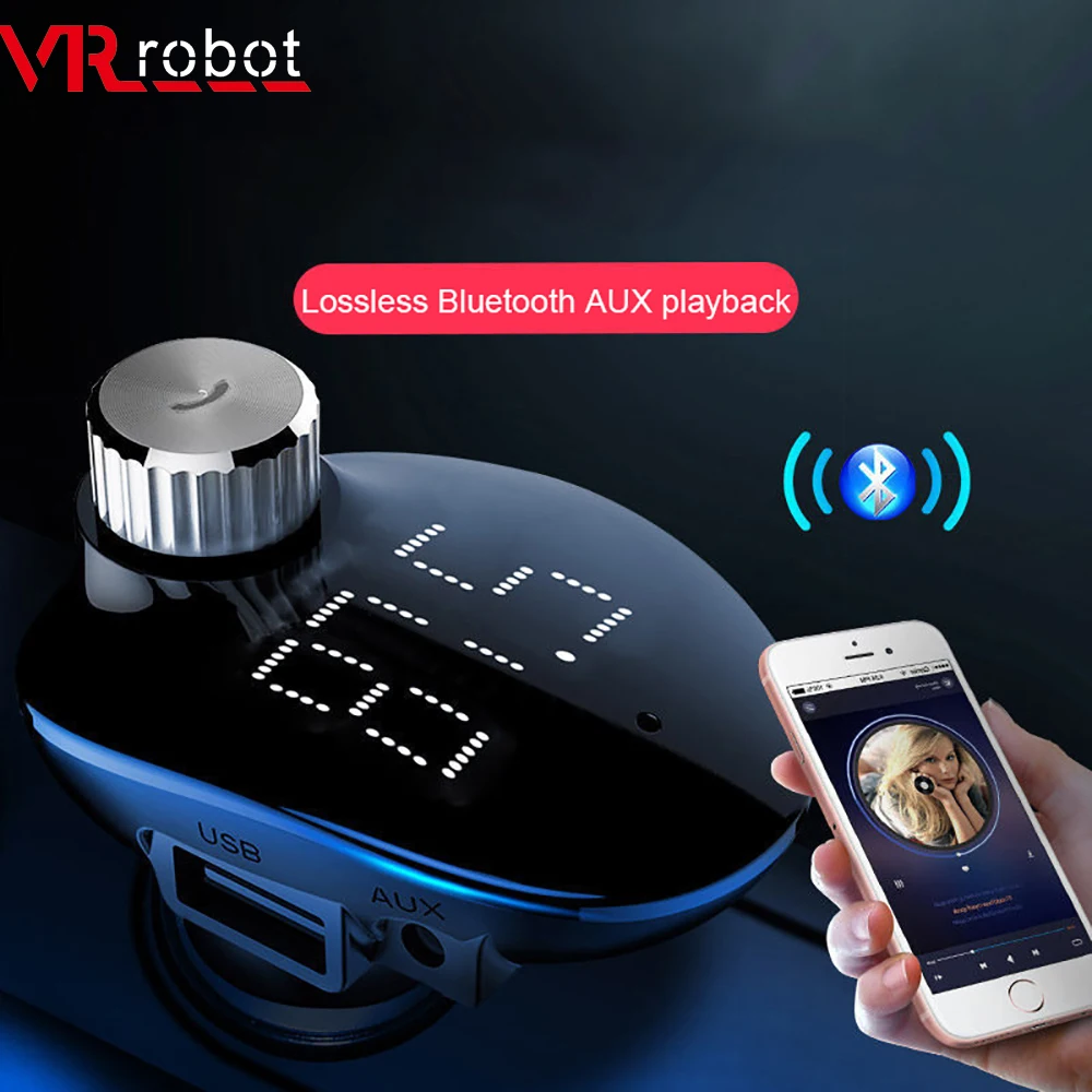 VR robot 2019 Nuovo FM Transimtter Modulatore Bluetooth Kit Vivavoce Per Auto Aux Car Audio Lettore