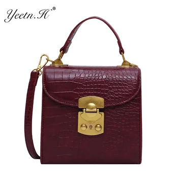 

Mini Stone Pattern PU Leather Crossbody Bags For Women 2019 Lock Designer Shoulder Messenger Bag Female Travel Handbags