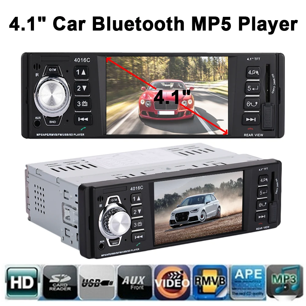 Интеллектуальный мультимедийный проигрыватель Bluetooth DC12V поддержка sd-карты USB вспомогательное Видео устройство плеер Премиум 4,1 дюймов автомобильный комплект