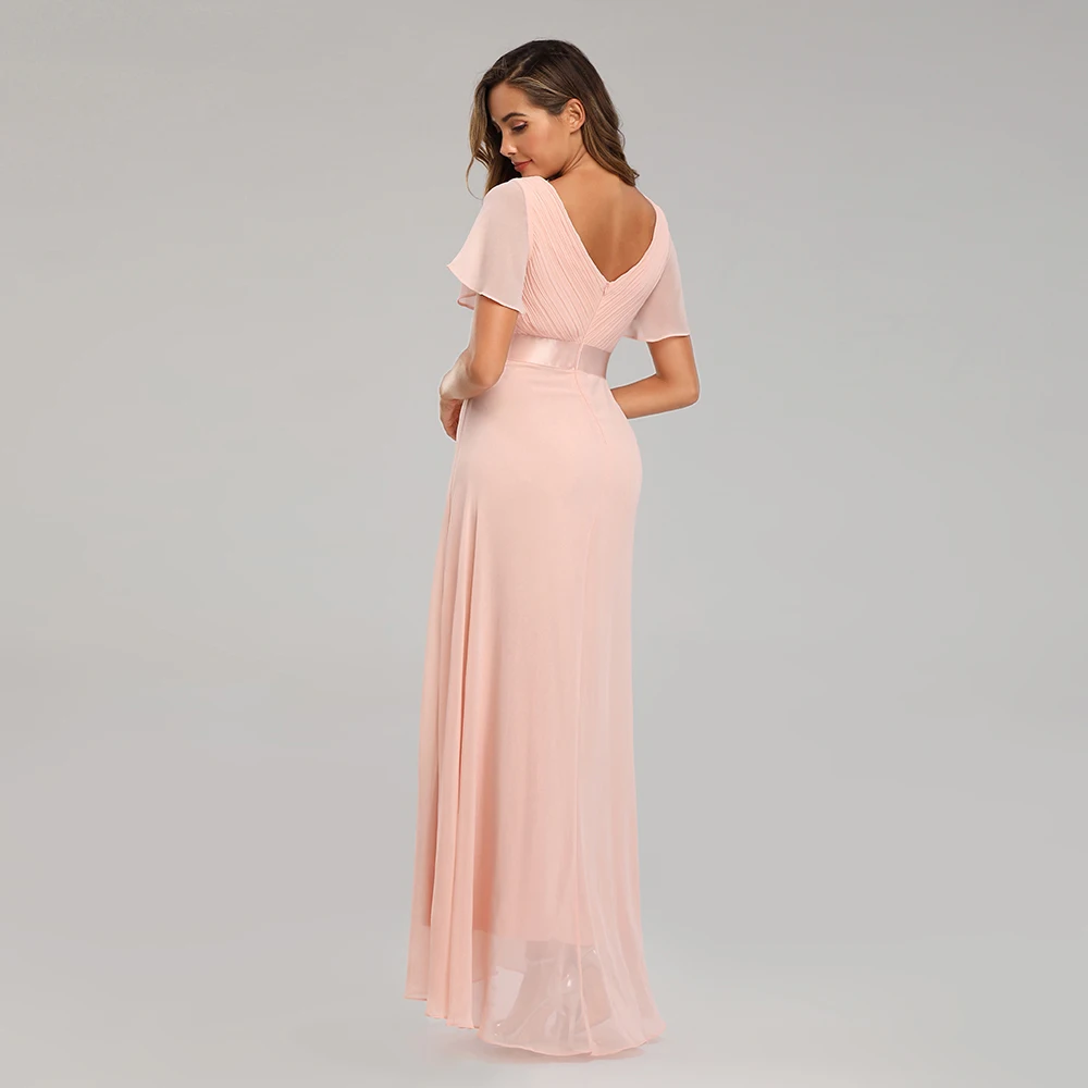 Evening Dresses XUCTHHC Elegant V-Neck Ruffles Chiffon Formal Evening Gown  Robe Vestidos De fiesta Dress for Wedding Party