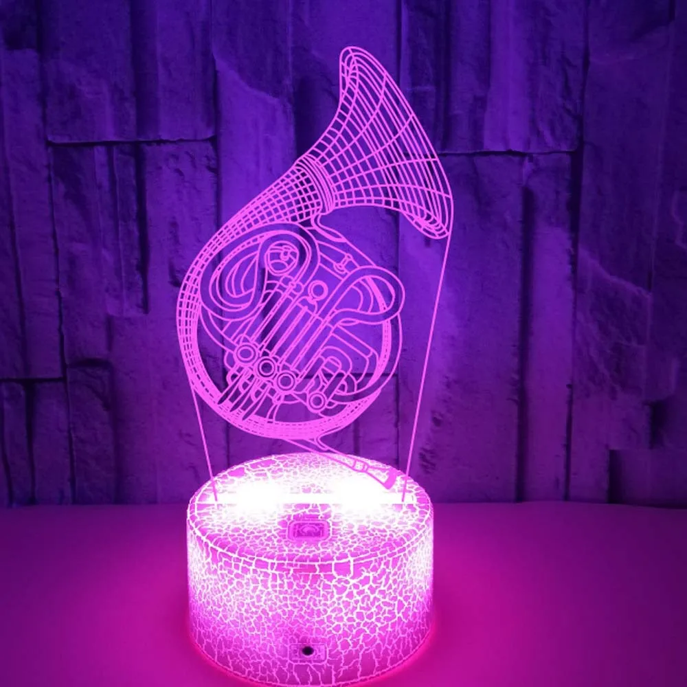 French Horn Night Light 3D LED Lamp Optical Illusion Light with 7 Color  Changing Lighting Effects Home Decor Xmas Gifts for Kids