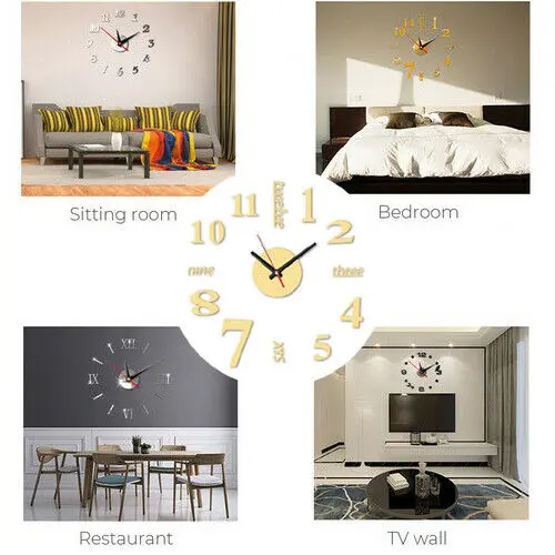 Faroot Modern Large Wall Clock 3D Mirror Sticker Unique Big Number Watch DIY Badroom Living Room Decoration Gift Faroot Modern Large Wall Clock 3D Mirror Sticker Unique Big Number Watch DIY Badroom Living Room Decoration Gift