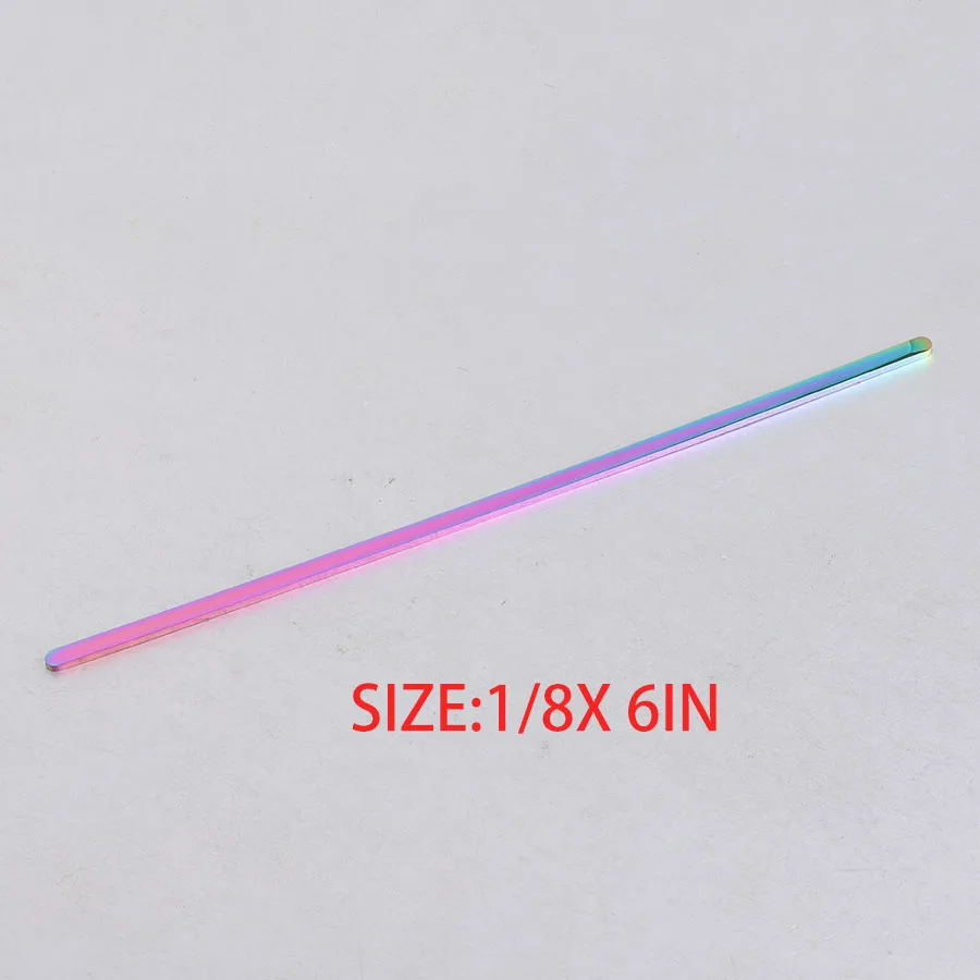 0.125inx6in rainbow Fnixtar DIY C Открытый Браслет-манжета материал зеркальная полировка нержавеющая сталь прямоугольная подвеска-заготовка 1/4*6 дюймов(6x152 мм) 10 шт./лот - Окраска металла: 0.125inx6in rainbow