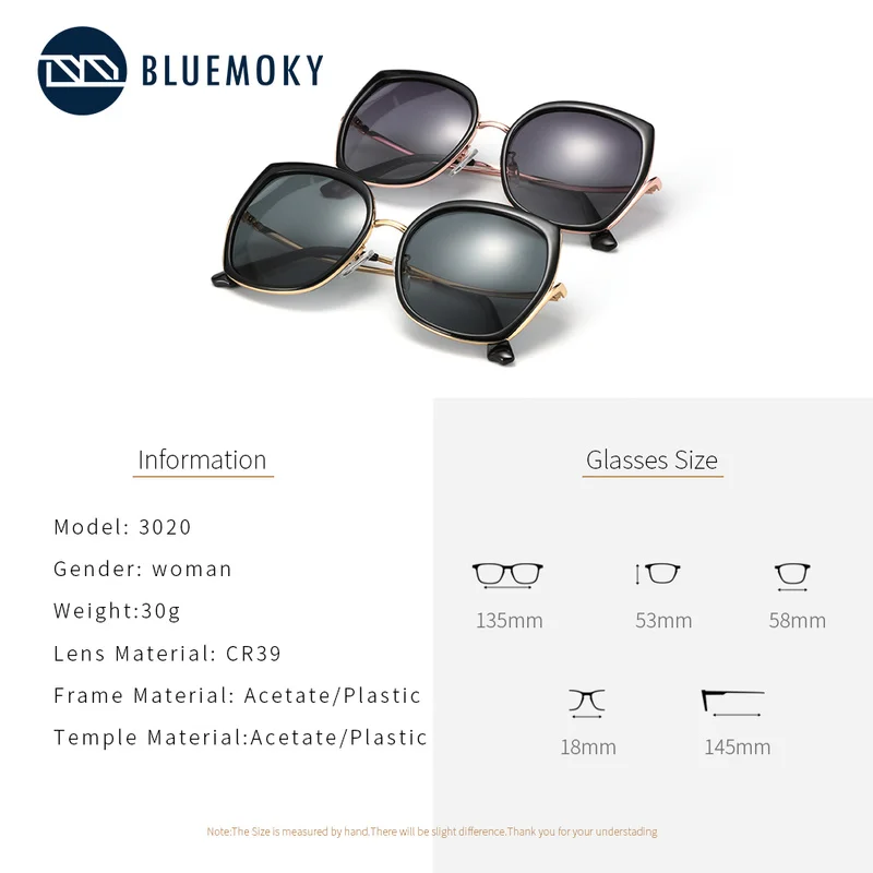 BLUEMOKY, женские поляризованные солнцезащитные очки, ультралегкие, CR39, UV400, для вождения, солнцезащитные очки,, высокое качество, винтажные, негабаритные, солнцезащитные очки