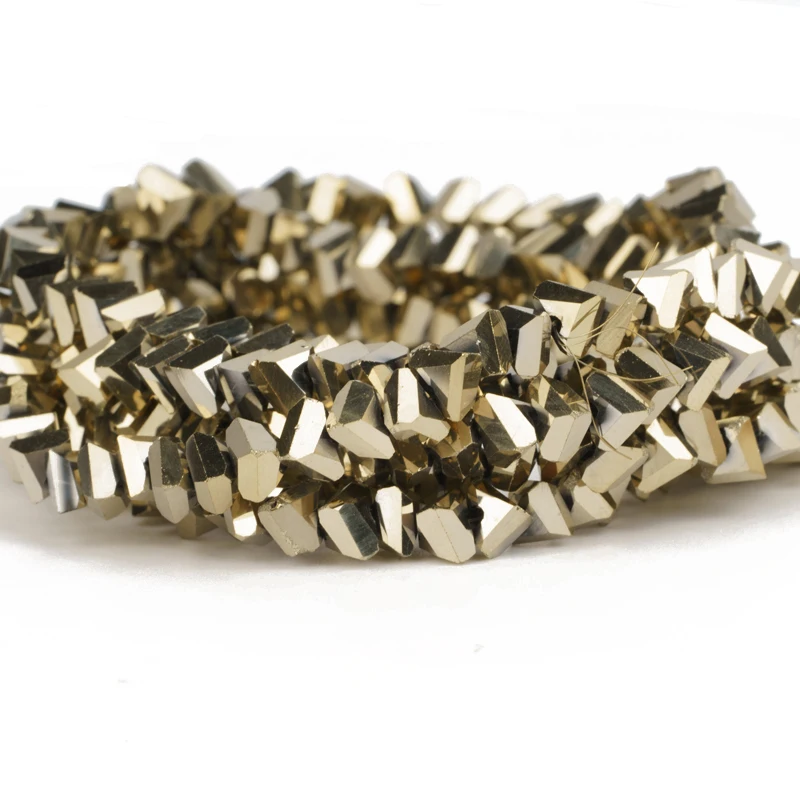 

6mm shiny gold 150pcs Czech crystal beads triangle glass beads, accessory beads, beaded, used for jewelry making DIY earrings
