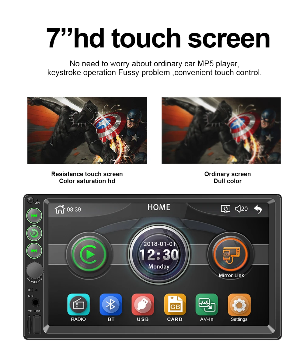 Автомобильный радиоприемник MP5 плеер 2Din 7062 MirrorLink USB 7 ''сенсорный экран