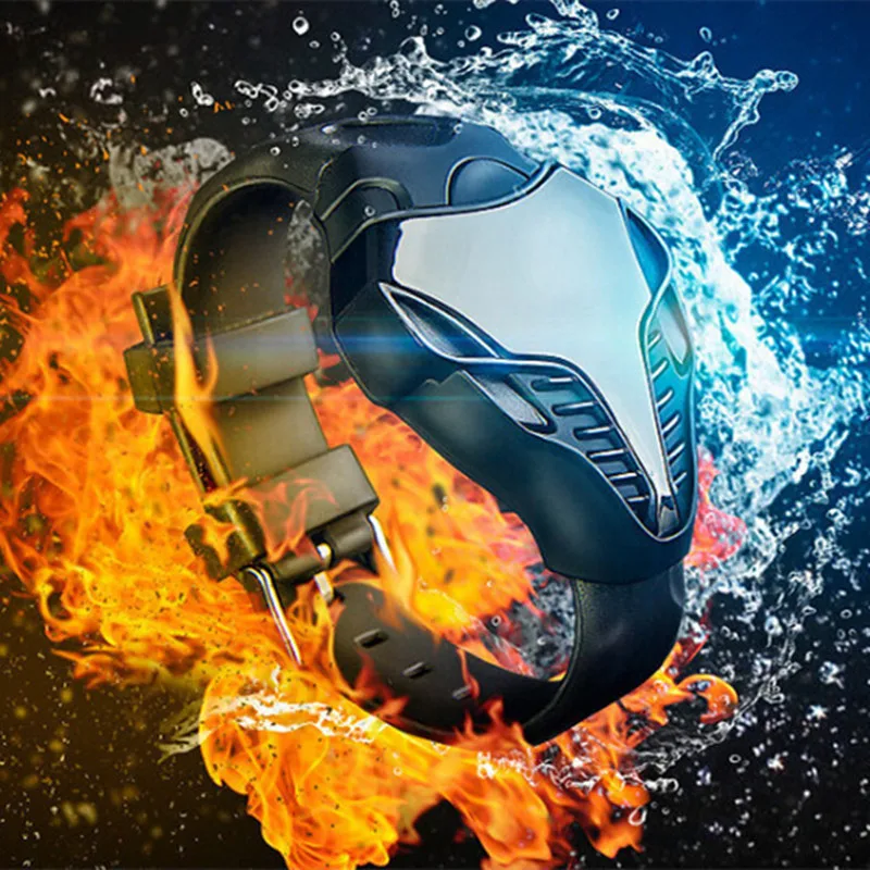 2021 New LED Digital Watch Men Watches Colorful Silicone Triangle Dial Snake Head Sports Wristwatch Arm Band Gift