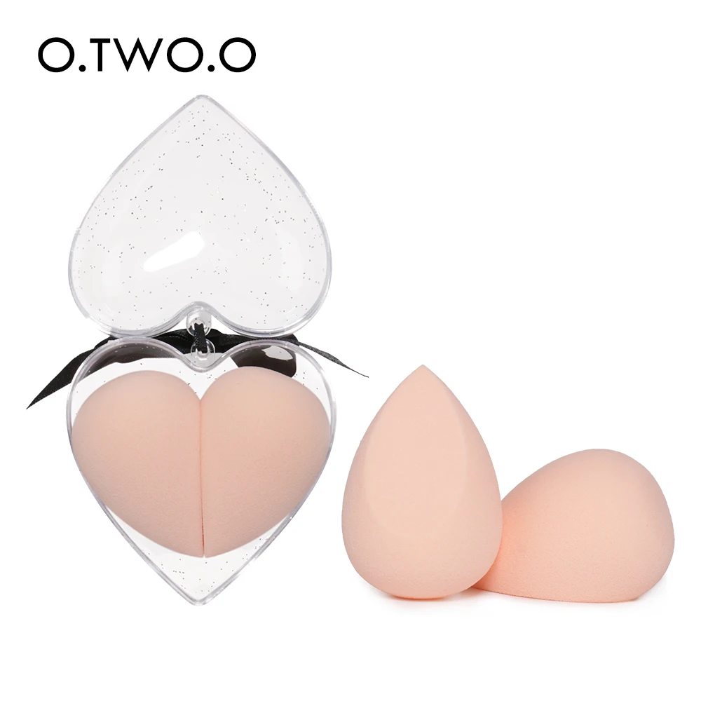 

O.TWO.O 2pcs/set Makeup Sponge Heart-Shape Box Non-Latex Material Cosmetic Puff Powder Foundation Use Beauty Make Up Tools