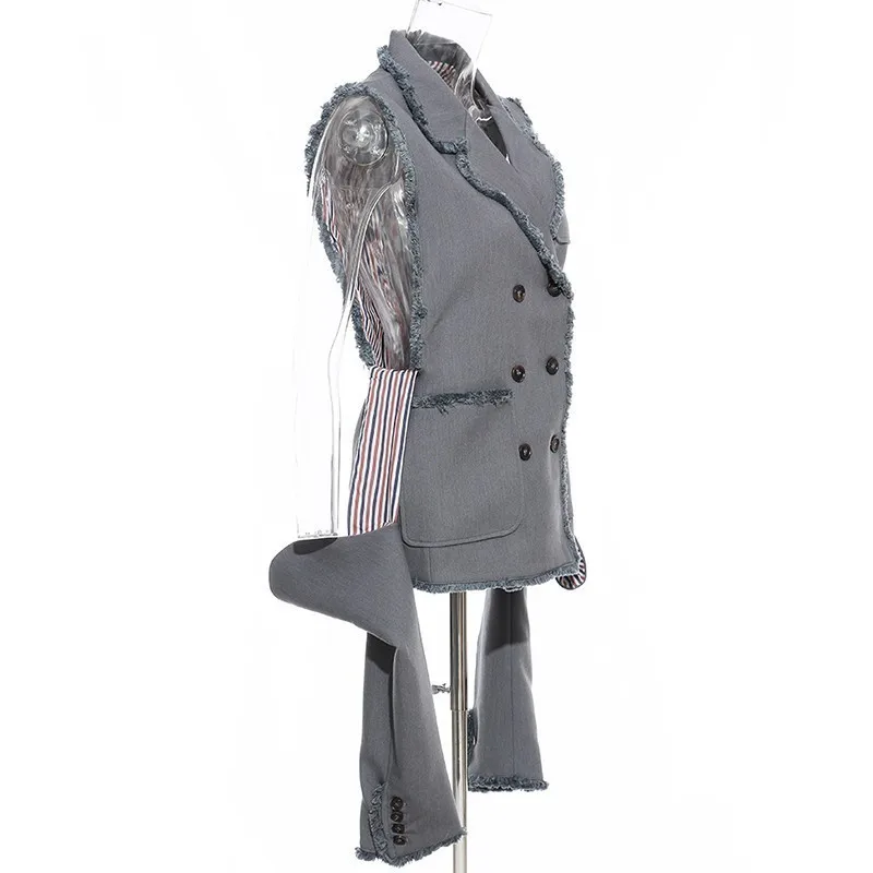 Tassel Patchwork Blazer For Women Lapel Collar Long Sleeve Big Size Coat Tops Female OL Fashion Autumn New