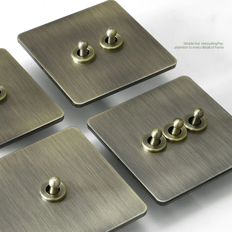 Настенный выключатель с панелью из нержавеющей стали тип 86 зеленая бронза 1-4