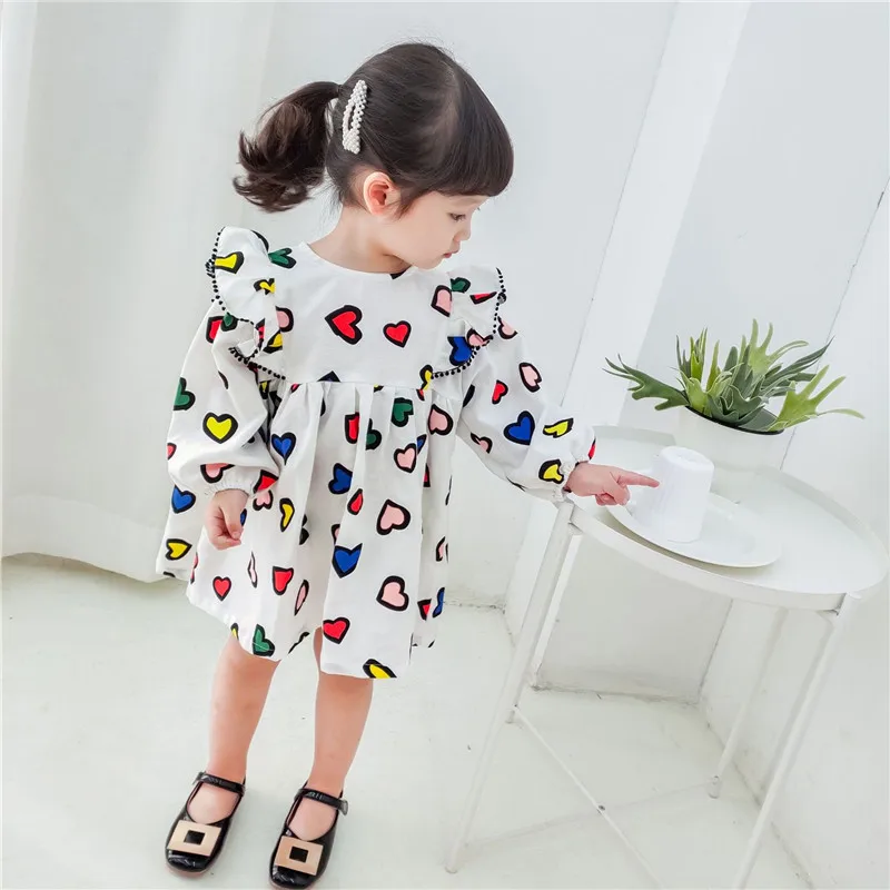 Valentines Toddler Girls Dress Littler Heart Tassel Flutter Long Sleeve Dresses for Spring Party Frock | Детская одежда и обувь