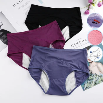 

Period Panties Menstrual Womens Underwear Culotte Menstruelle Cotton Leak Proof Briefs Panty Plus Size L-6XL Physiological Pants
