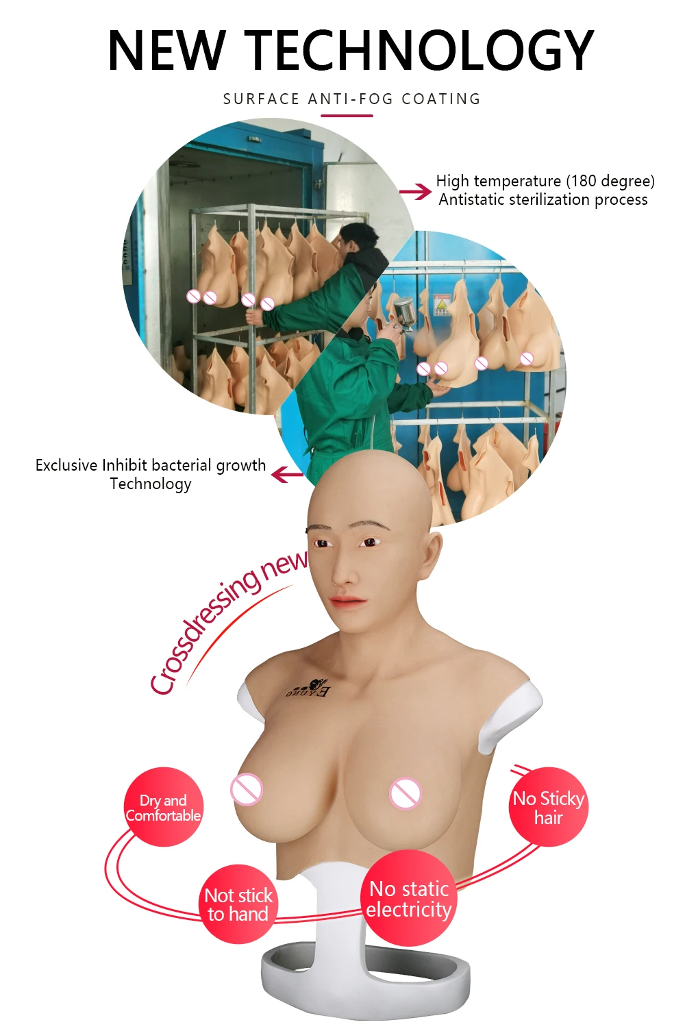 Eyung Crossdresser Transgender Realistic Silicone Female Face Mask With E Cup Boobs Halloween Masquerade Silicone Breast with Mask (16)