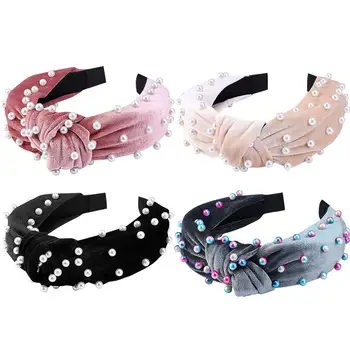 

4PCS Pearl Headbands Top Knot Elegant Headdress Hair Accessories Headwear for Women Girls Ladies