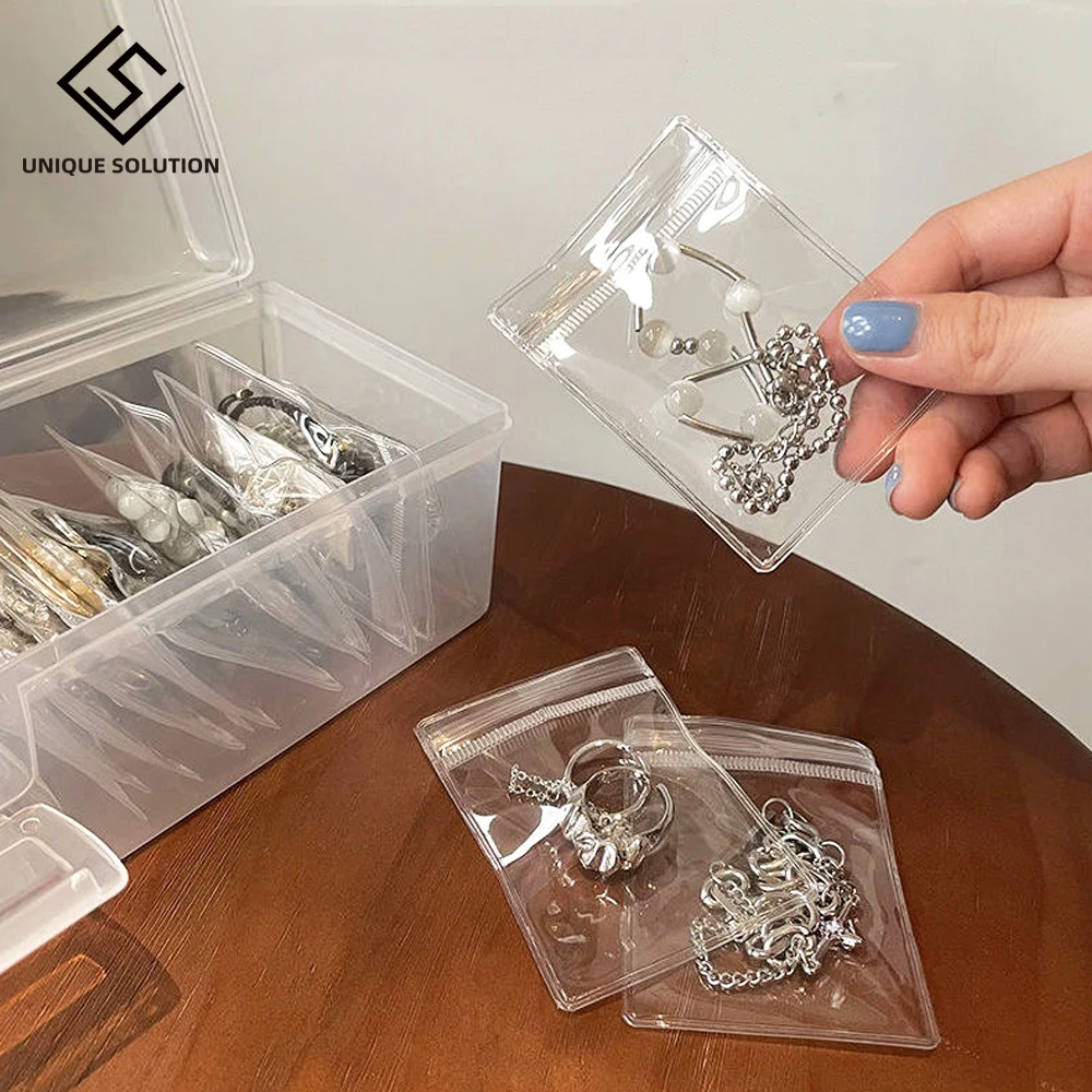 

20-100pcs Self Seal Plastic Pack Clear PVC Antitarnish Jewelry Rings Earrings Packing Storage Pouch Transparent Anti Oxidation