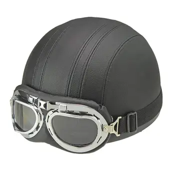 

Motorcycle Helmet Unisex Men Women Open Face Half Visor Protection Glasses Safety Helmet