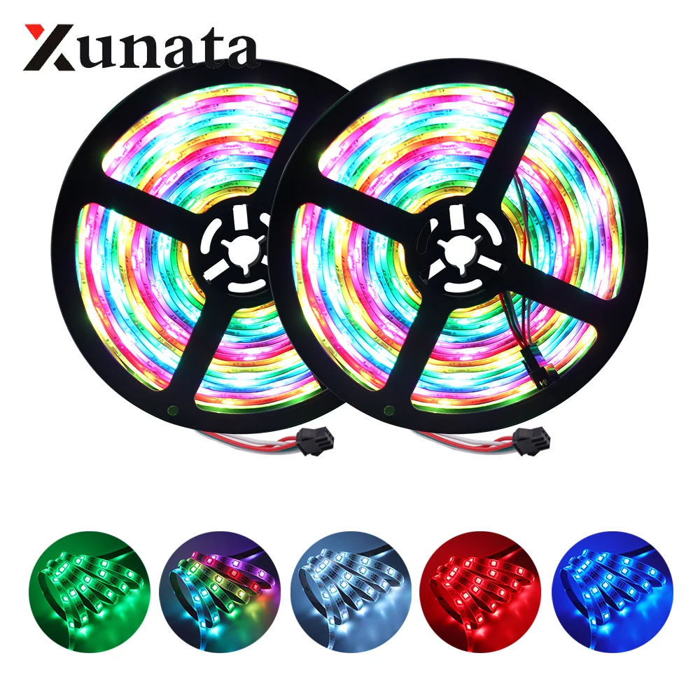 cheap DC5V WS2812B LED Strip IP21 IP65 IP67 Waterproof Full Color Flexibler Tape LED Light Strip 30LEDs m 60LEDs m 144LEDs m 1m 2m 5m