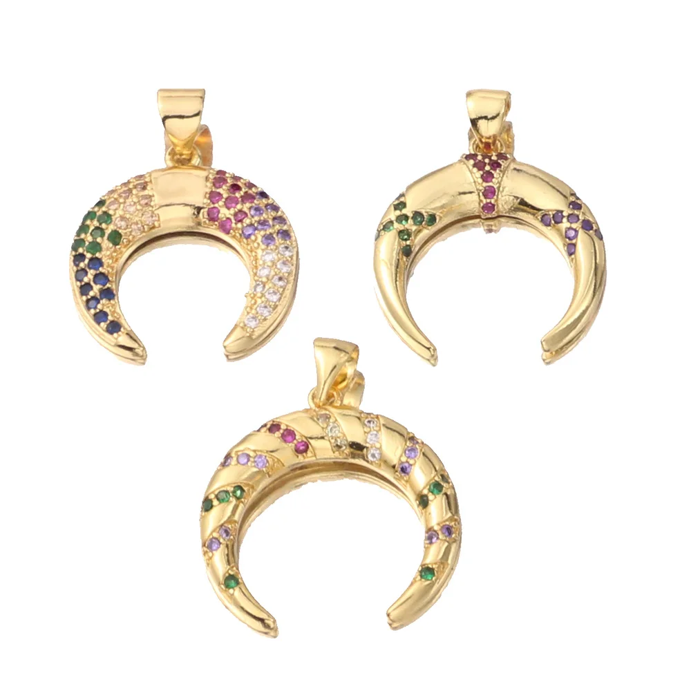 Подвеска из меди и циркона шармы в форме полумесяца ожерелья ювелирные изделия