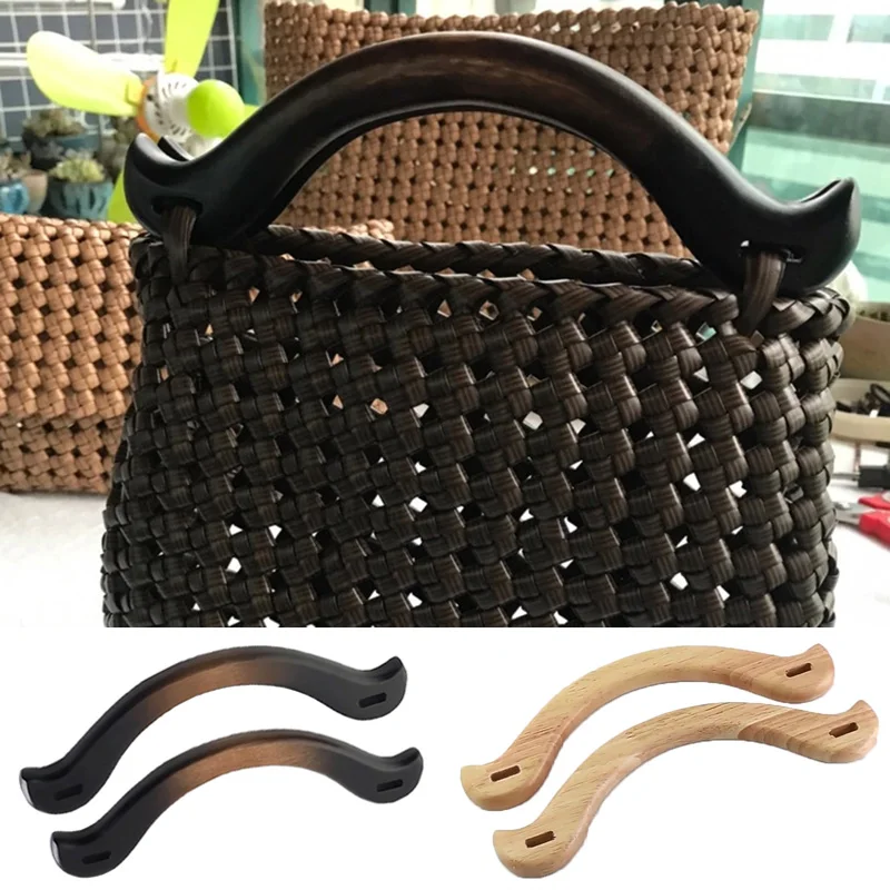 1pc Wooden Purse Bag Handle Solid Wood Handles For Repair Bag