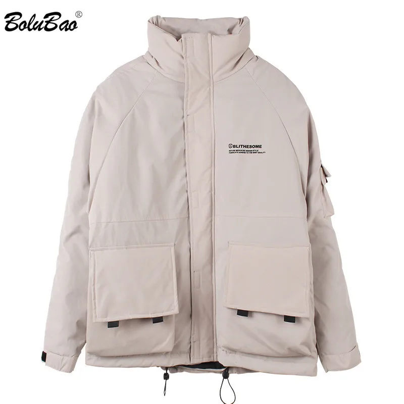 

BOLUBAO Winter New Men Fashion Parkas Men's Stand Collar Warm Parka Coats Male Solid Color Multi-Pocket Parka Brand Clothing